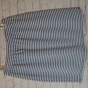 Blue Cream Size XL Striped Stretch Skirt Knee Length Casual Preppy Knit